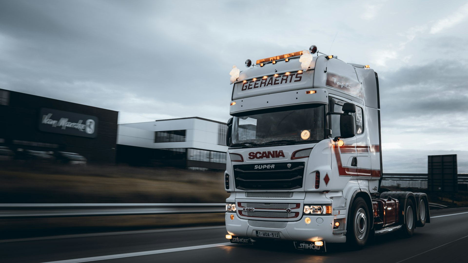 A haulage truck on the highway